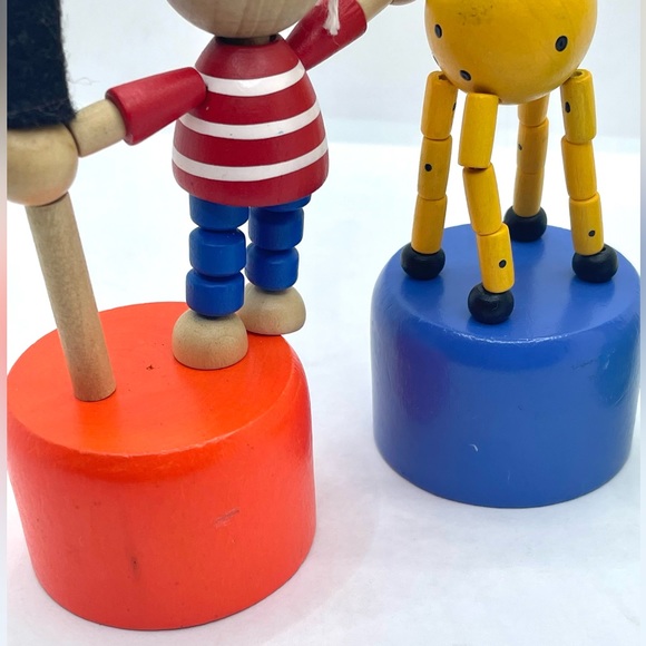 Set of 3 Vintage Wooden Dance Push Thumb Finger Puppet - Picture 5 of 6